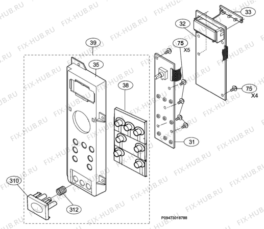 Взрыв-схема микроволновой печи Electrolux EMS2685K - Схема узла Section 2